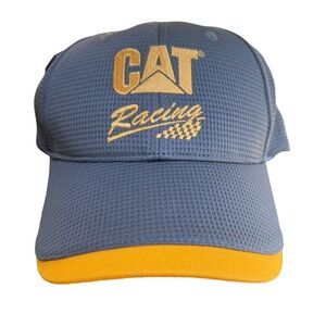 CAT Racing‎ Hat Mens Gray Yellow Competition Mesh Adjustable Baseball Cap New